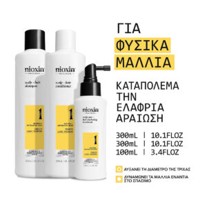 Nioxin Σύστημα 1 Loyalty Kit (Σαμπουάν 300ml, Conditioner 300ml, Θεραπεία 100ml)_4064666844497