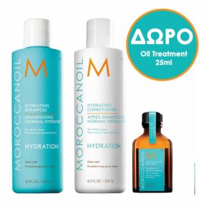 Moroccanoil Hydration Set (Shampoo 250ml, Conditioner 250ml + ΔΩΡΟ Oil Treatment 25ml)