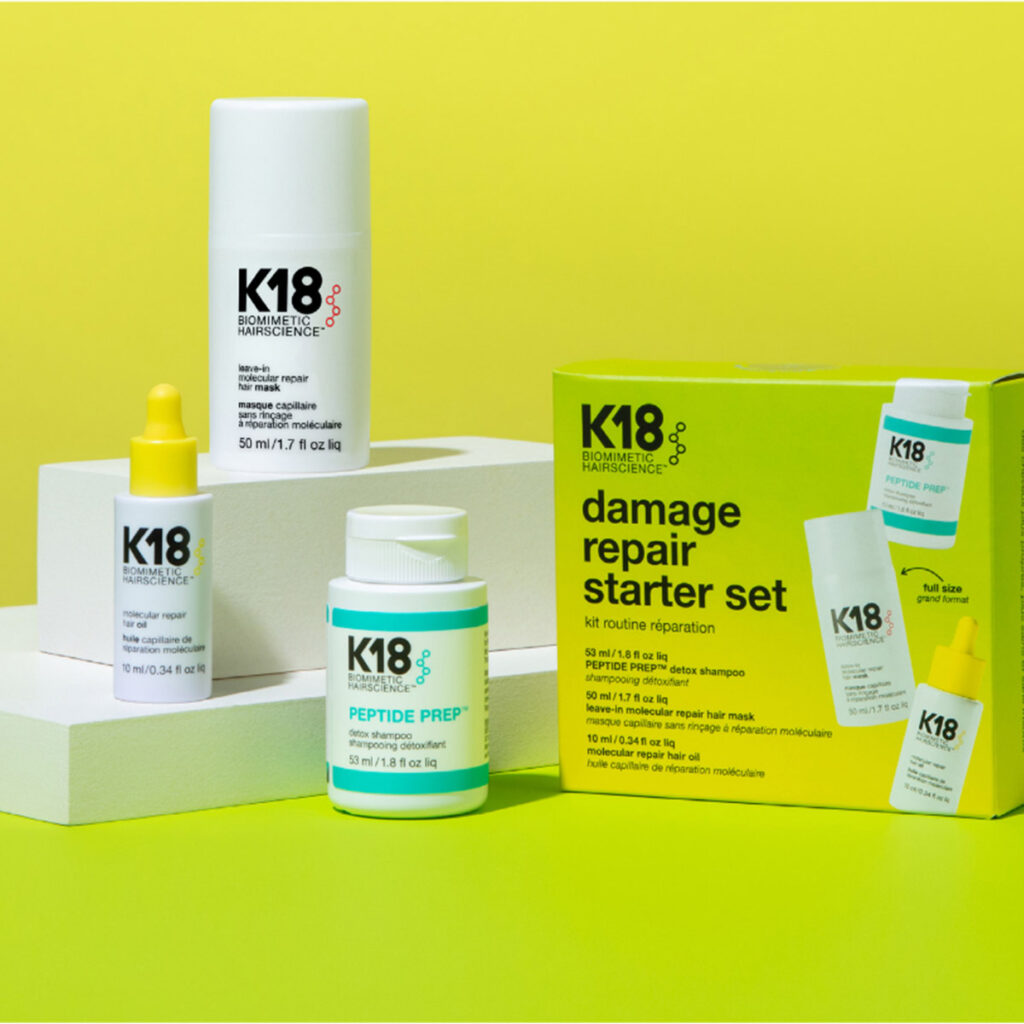K18 Damage Repair Starter Set Kit (Oil 10ml Mask 50ml Detox Shampoo