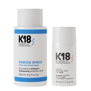 K18 Damage Shield Treatment Set 1 (Damage Shield Protective Shampoo 250ml, Leave-in Molecular Repair Hair Mask 50ml)