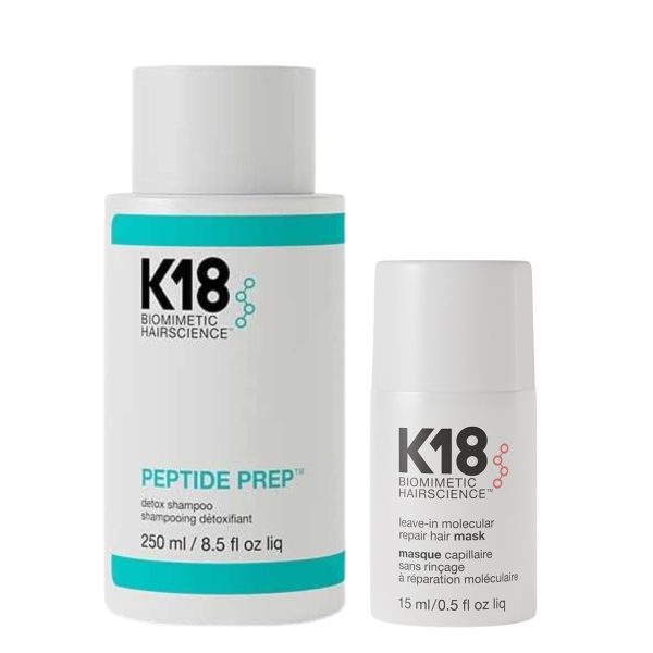 K18 DetoxTreatment Set 1 (Peptide Prep Detox Shampoo 250ml, Leave-in Molecular Repair Hair Mask 15ml)