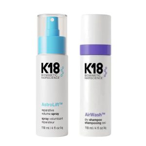 K18 Busy Lifestyle Saver Volume Set (Air Wash Dry Shampoo 118ml, AstroLift Reparative Volume Spray 118ml)