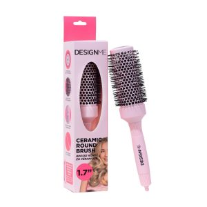 DESIGNME κεραμική στρογγυλή βούρτσα με ροζ συσκευασία.