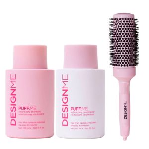 DESIGNME Perfect Volume Set (PUFF.ME Shampoo 300ml, Conditioner 300ml, Κεραμική Βούρτσα)